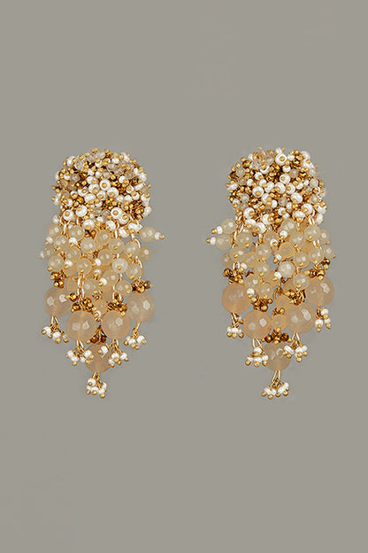 Gold Finish Mother Of Pearl Dangler Earrings