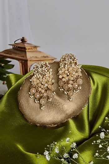 Gold Finish Mother Of Pearl Dangler Earrings