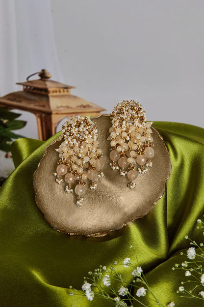 Gold Finish Mother Of Pearl Dangler Earrings