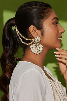 Gold Finish Handcrafted Floral Earrings