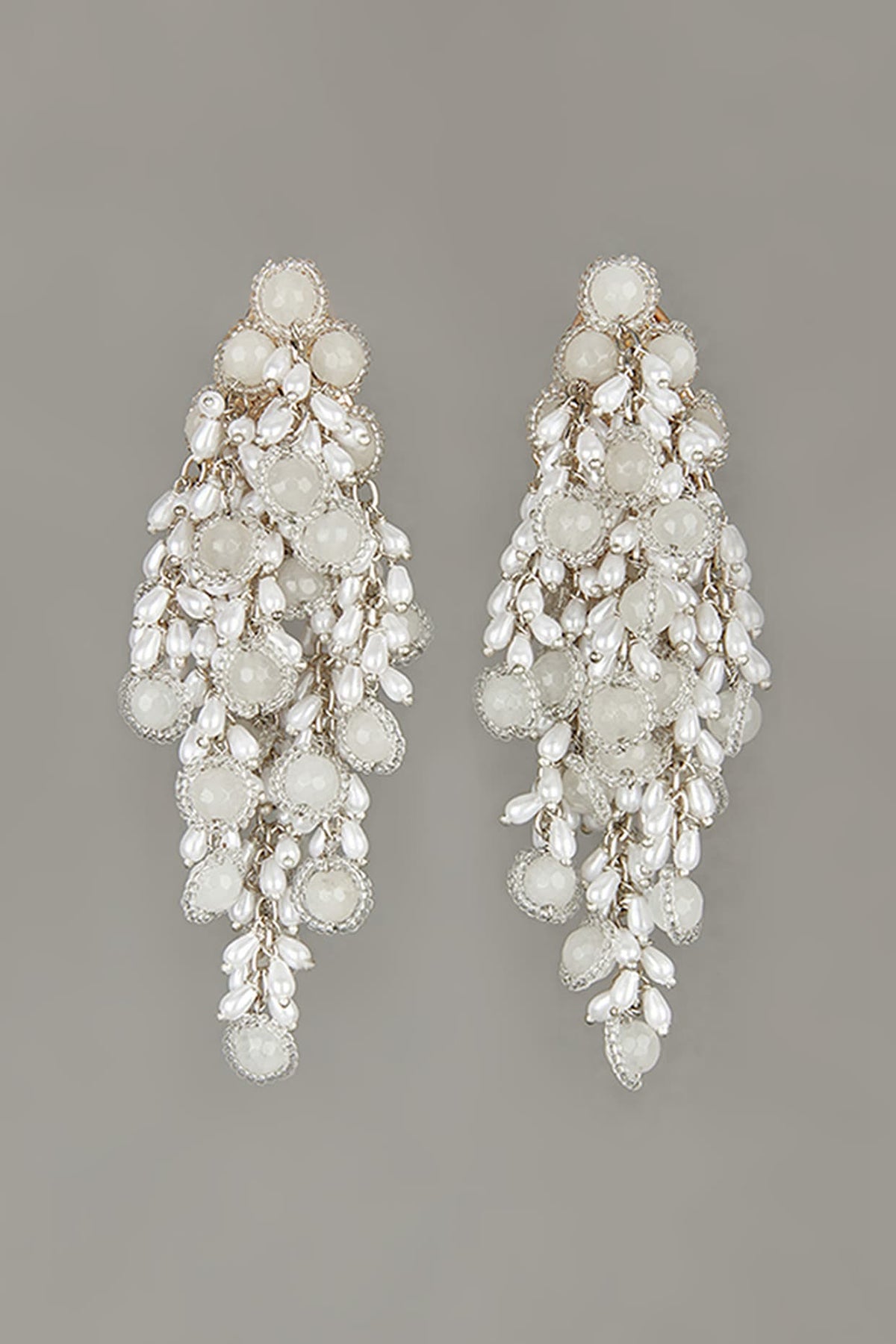 Silver Finish Mother Of Pearl Dangler Earrings