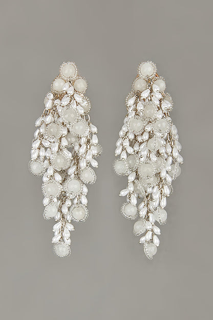 Silver Finish Mother Of Pearl Dangler Earrings