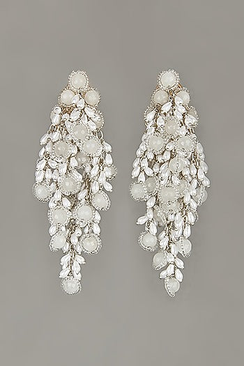 Silver Finish Mother Of Pearl Dangler Earrings