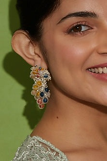 Gold Finish Mother Of Pearl Earrings