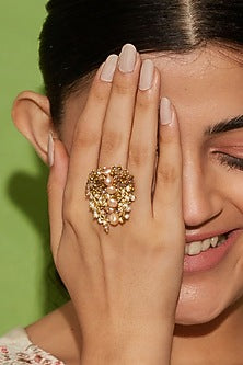 Gold Finish Shell Pearl Ring