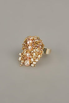 Gold Finish Shell Pearl Ring