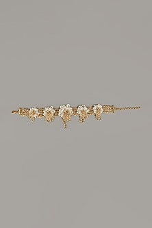 Gold Finish Handcrafted Pearls Choker Necklace