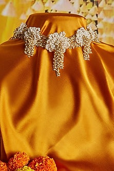 Gold Finish Handcrafted Pearls Choker Necklace