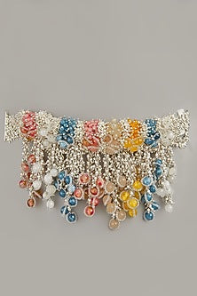 Gold Finish Mother Of Pearl Choker Necklace