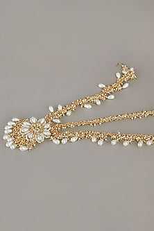 Gold Finish Handcrafted Pearls & Beads Maang Tikka