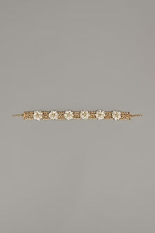 Gold Finish Pearls & Beads Maang Tikka