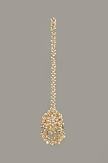 Gold Finish Pearls & Beads Maang Tikka