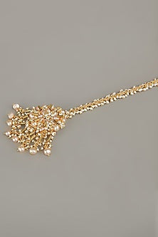 Gold Finish Pearls & Beads Maang Tikka