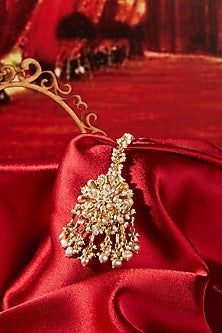 Gold Finish Pearls & Beads Maang Tikka