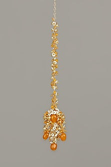 Gold Finish Semi-Precious Stones Maang Tikka