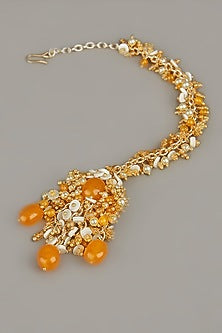 Gold Finish Semi-Precious Stones Maang Tikka