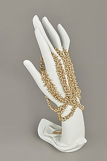 Gold Finish Pearls Hand Harness