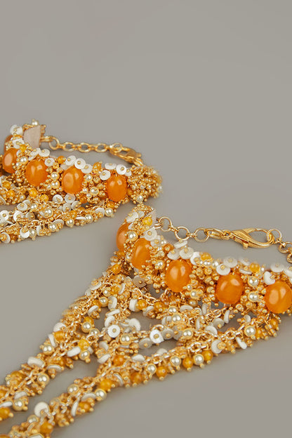 Gold Finish Pearls & Beads Bracelet