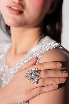 Gold Finish Grey Shell Pearl Ring