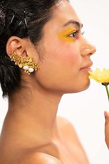 Gold Finish Daffodil Dangler Earrings