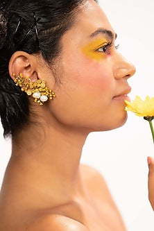 Gold Finish Daffodil Dangler Earrings