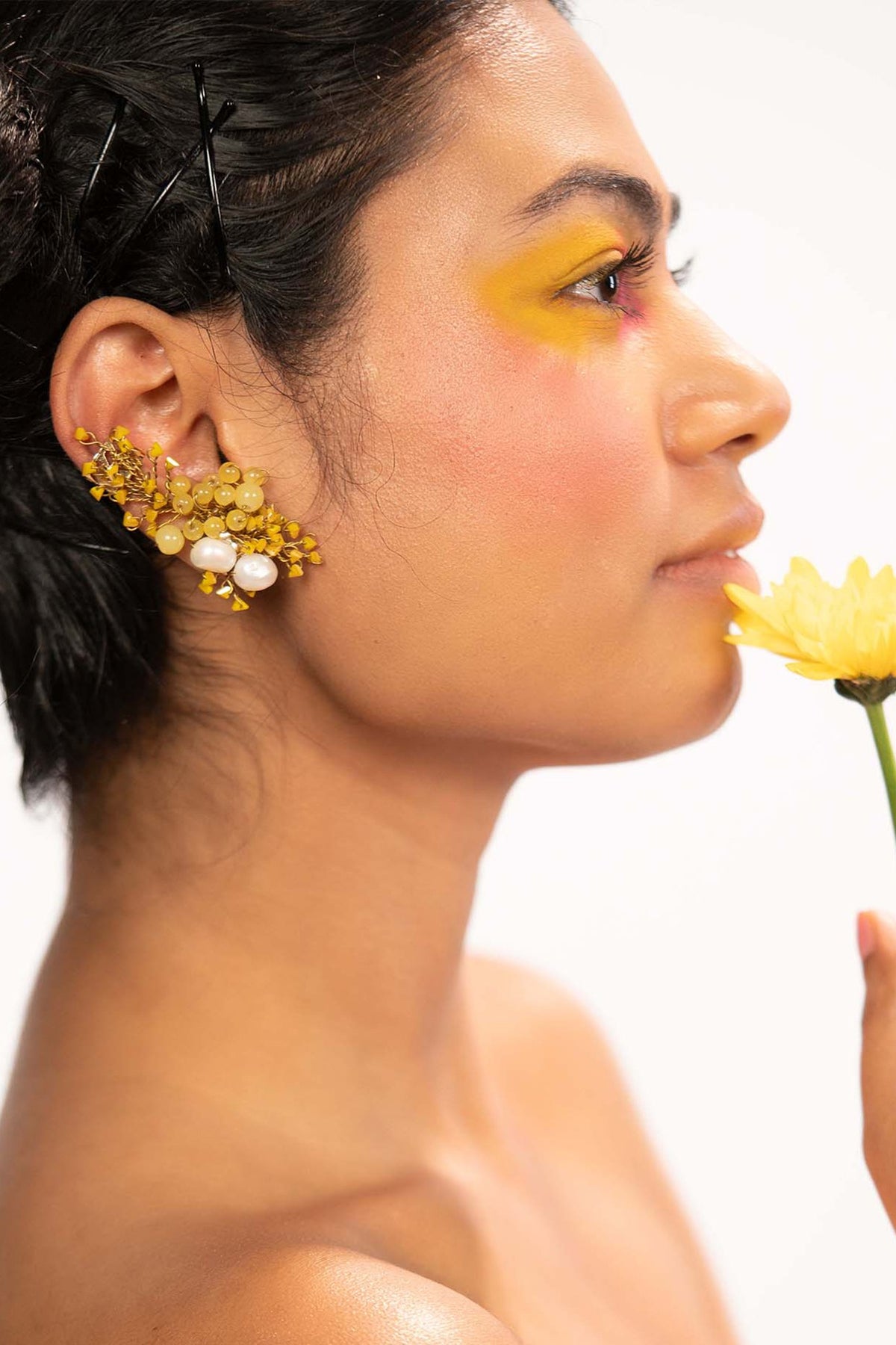 Gold Finish Daffodil Dangler Earrings