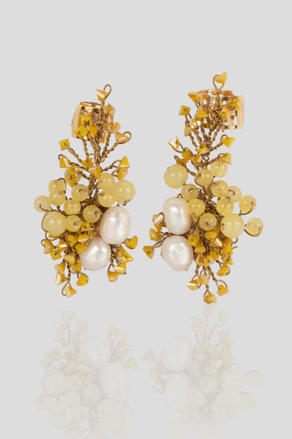 Gold Finish Daffodil Dangler Earrings