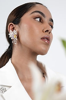 Gold Finish Multi-Colored Crystal Dangler Earrings