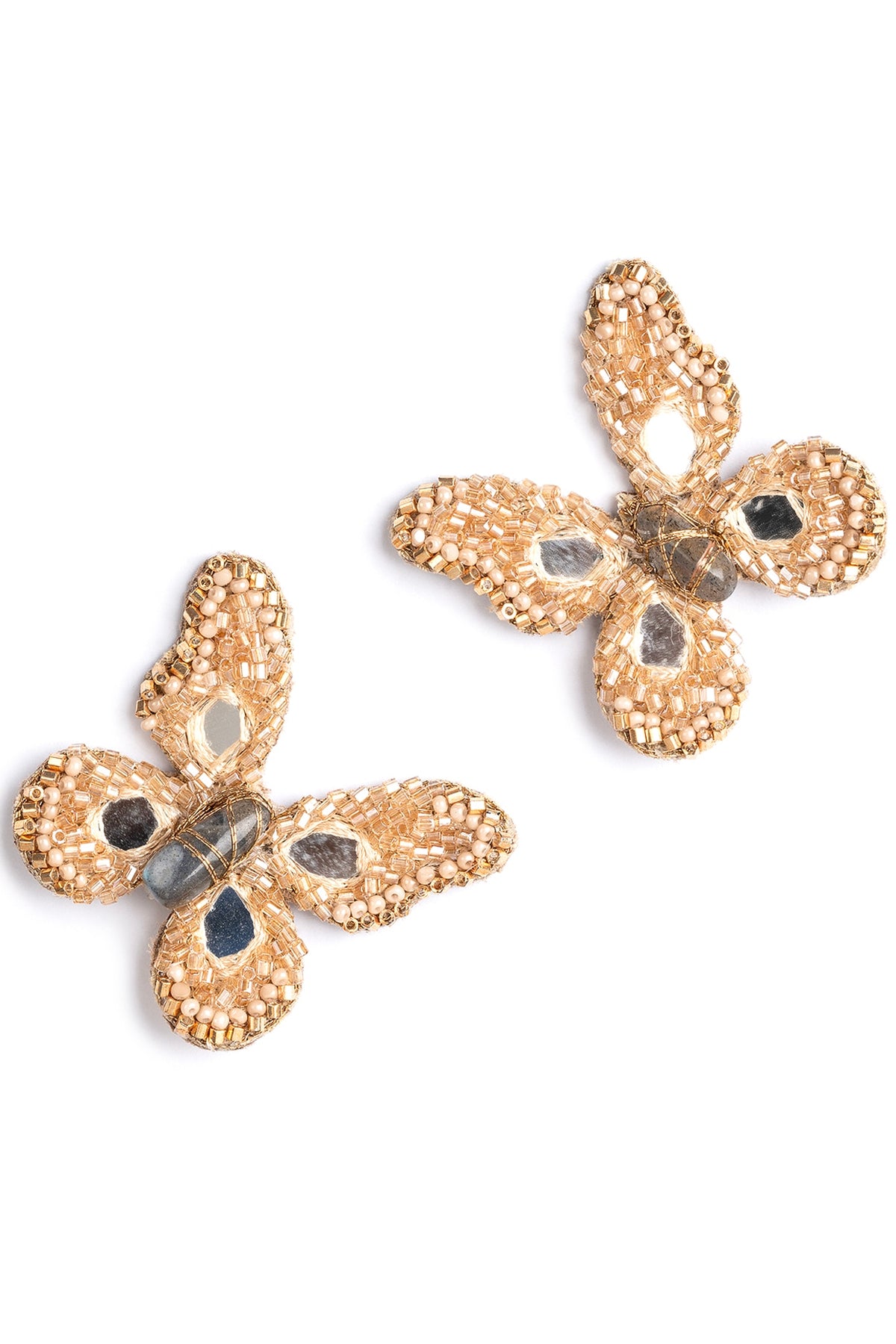 Rose Gold Glass Beaded & Metallic Thread Stud Earrings