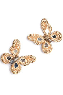 Rose Gold Glass Beaded & Metallic Thread Stud Earrings