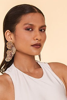 Pink Glass Beaded & Semi-Precious Stone Dangler Earrings