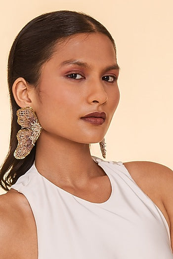 Pink Glass Beaded & Semi-Precious Stone Dangler Earrings
