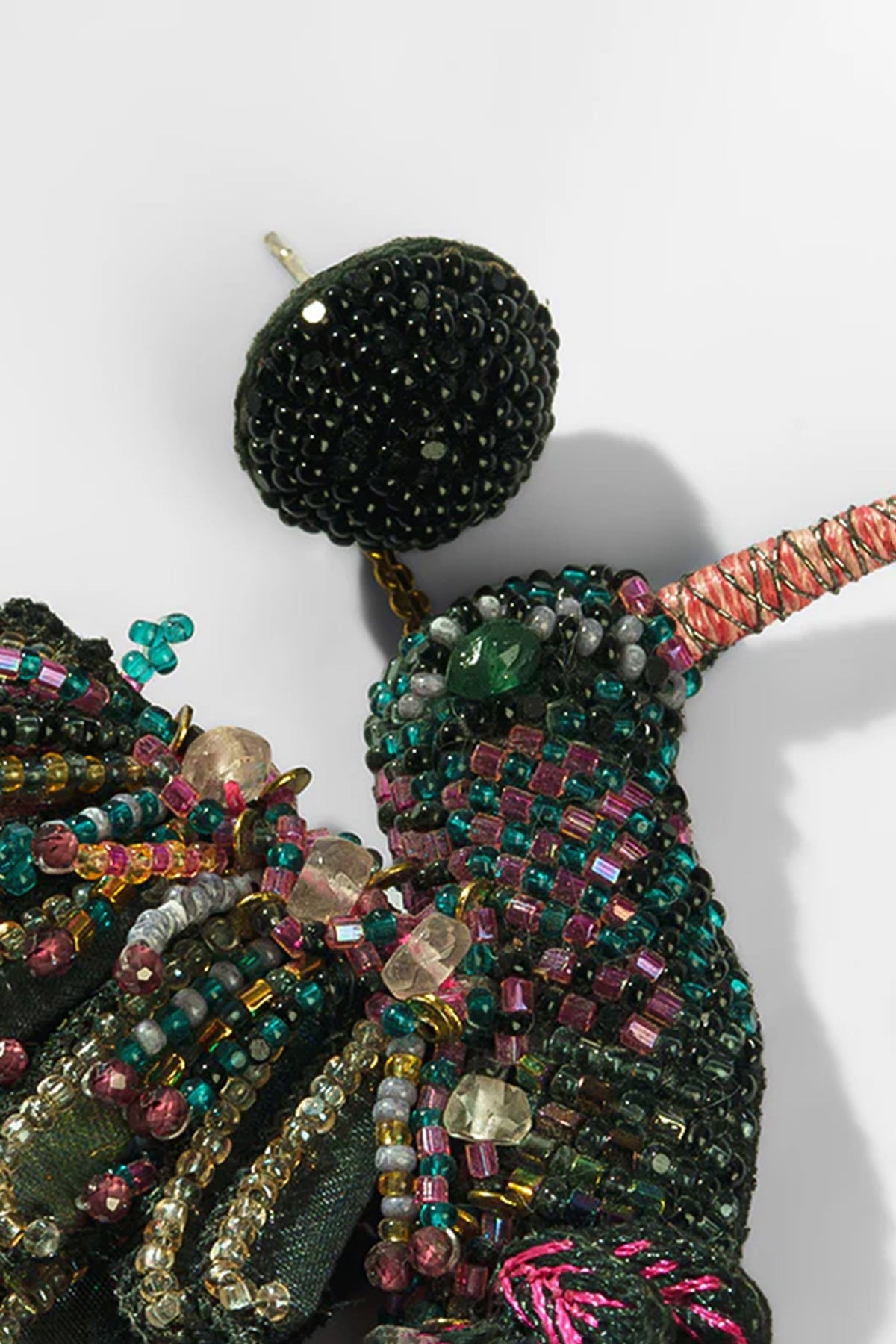 Multi-Colored Glass Beaded & Metallic Thread Dangler Earrings