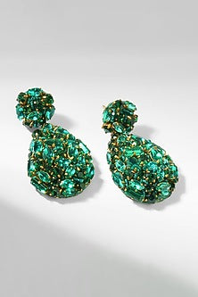Green Glass Beaded Dangler Earrings