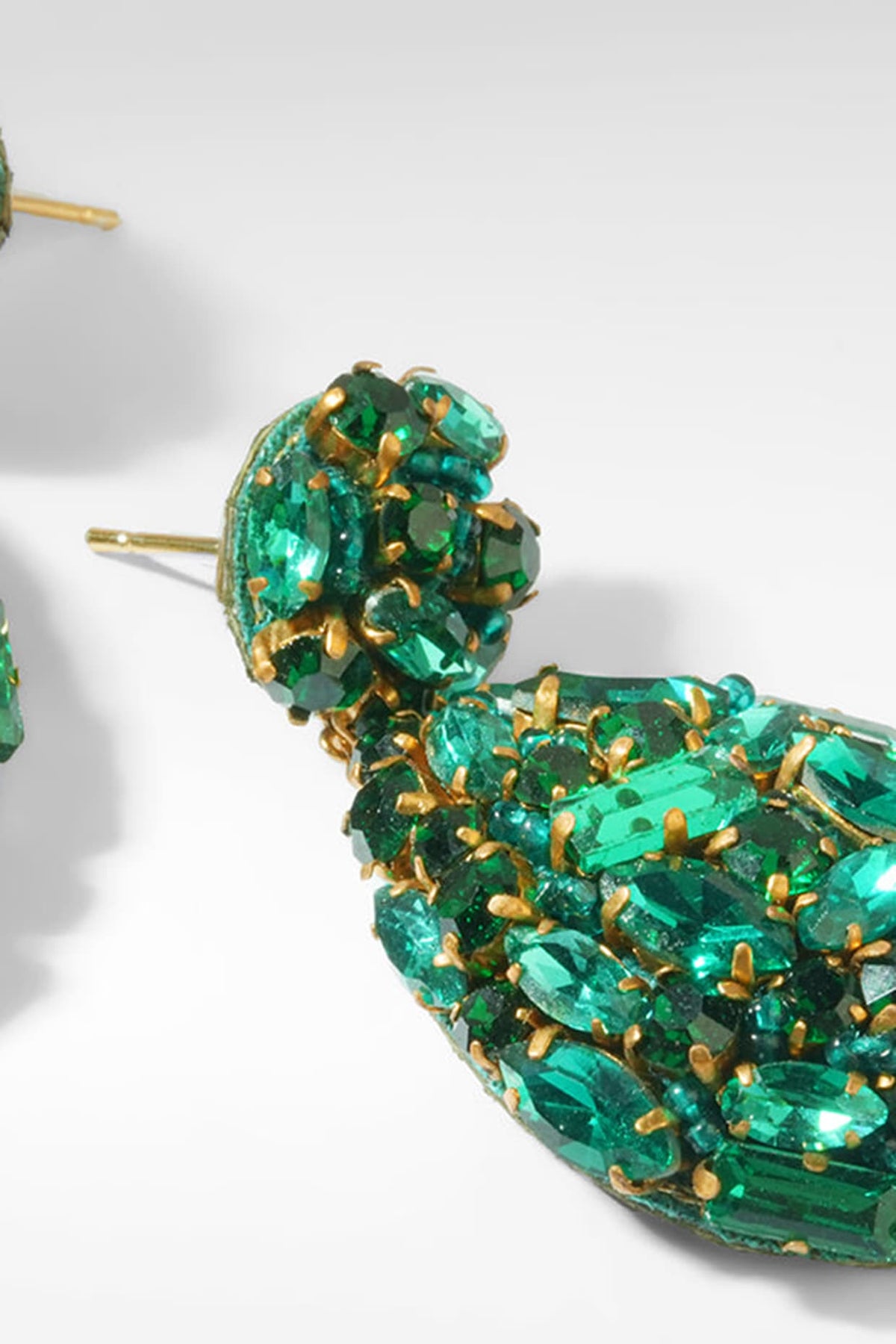 Green Glass Beaded Dangler Earrings