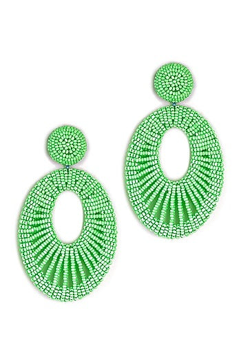Green Glass Beaded Dangler Earrings