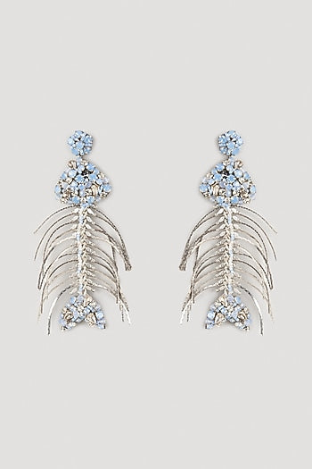 White Glass Beaded Dangler Earrings