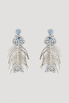 White Glass Beaded Dangler Earrings