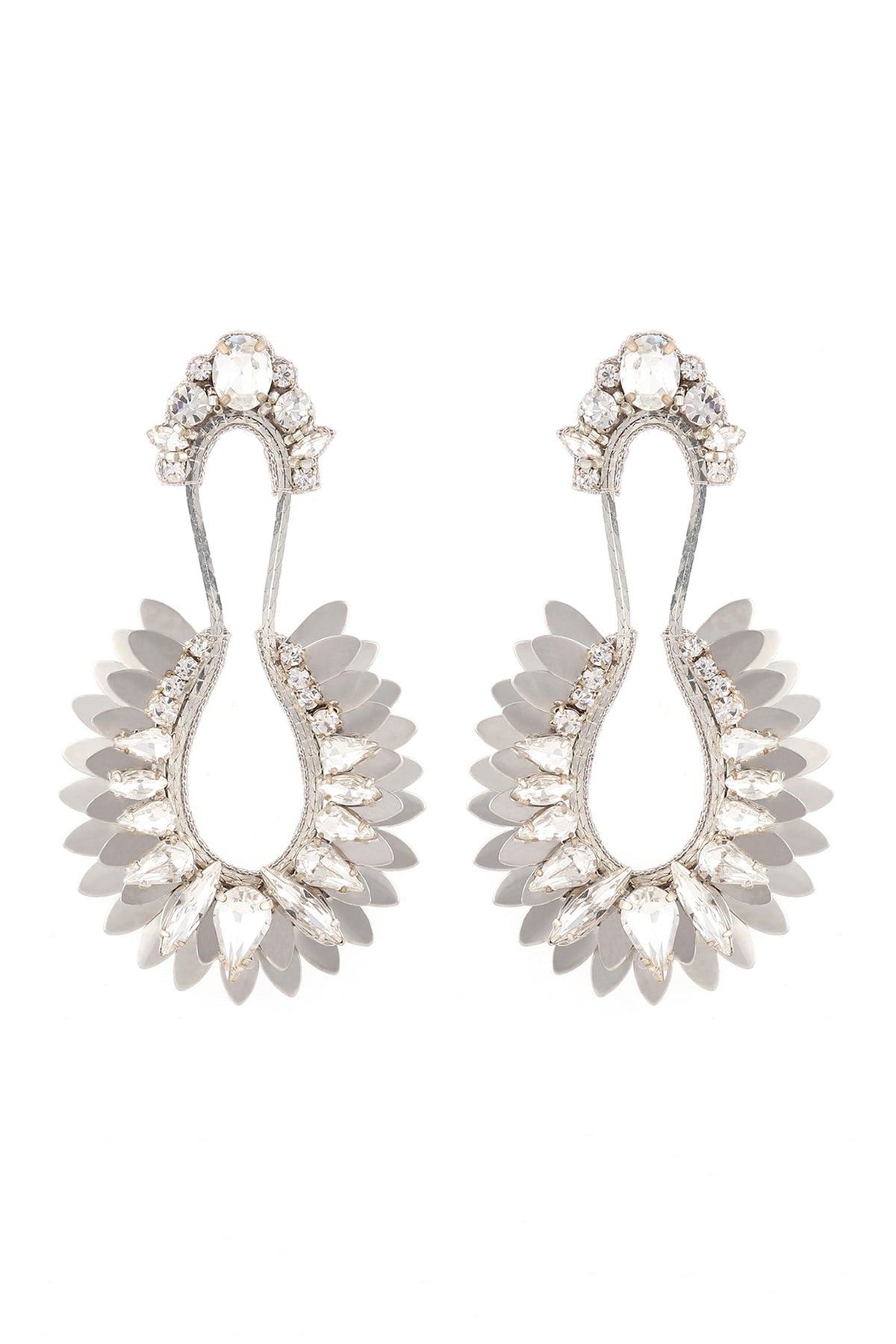White Glass Stone & Beaded Dangler Earrings