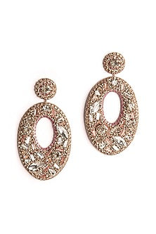 Pink Hand Embroidered Dangler Earrings