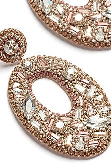 Pink Hand Embroidered Dangler Earrings