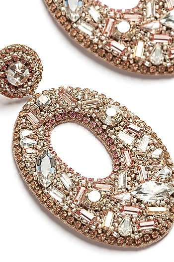 Pink Hand Embroidered Dangler Earrings