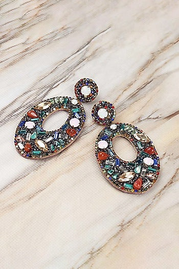 Multi-Colored Hand Embroidered Dangler Earrings