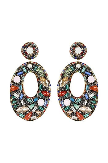 Multi-Colored Hand Embroidered Dangler Earrings