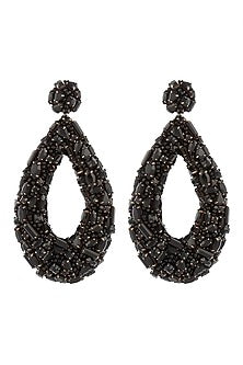 Black Swarovski Crystal & Glass Beaded Dangler Earrings