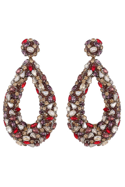 Multi-Colored Glass Stone & Beaded Dangler Earrings