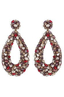 Multi-Colored Glass Stone & Beaded Dangler Earrings