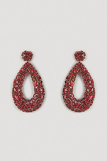 Maroon Swarovski Crystal Dangler Earrings