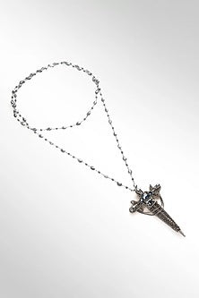 Gunmetal Glass Beaded & Nylon Thread Necklace