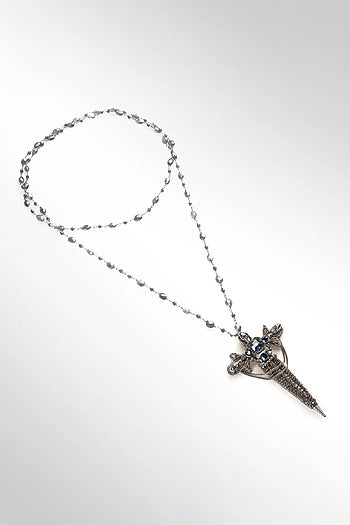 Gunmetal Glass Beaded & Nylon Thread Necklace